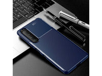 Hochwertig stabile Soft TPU Smartphone Handy Hülle im Carbon Design für Sony Xperia 1 III zum Schutz des Display und Gehäuse Cover in navyblau von Screenguard