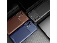 Hochwertig stabile Soft TPU Smartphone Handy Hülle im Carbon Design für Sony Xperia 1 III zum Schutz des Display und Gehäuse Cover in navyblau von Screenguard