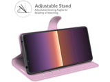 Lederhülle Karten Wallet Ledertasche Etui für Sony Xperia 1 III in rosa von Screenguard