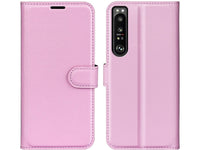 Lederhülle Karten Wallet Ledertasche Etui für Sony Xperia 1 IV in rosa von Screenguard