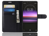 Lederhülle Karten Wallet Ledertasche Etui für Sony Xperia 1 in schwarz von Screenguard