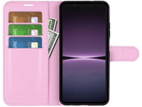 Lederhülle Karten Wallet Ledertasche Etui für Sony Xperia 1 V in rosa von Screenguard