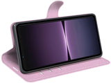 Lederhülle Karten Wallet Ledertasche Etui für Sony Xperia 1 V in rosa von Screenguard