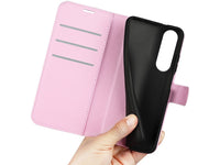 Lederhülle Karten Wallet Ledertasche Etui für Sony Xperia 1 V in rosa von Screenguard
