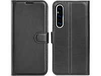 Lederhülle Karten Wallet Ledertasche Etui für Sony Xperia 1 V in schwarz von Screenguard