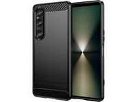 Flexible Handy Schutzhülle mit gebürster Carbon Textur auf der Rückseite für zum Schutz des Sony Xperia 1 VI  Display und Gehäuse Case in schwarz von Screenguard