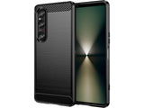 Flexible Handy Schutzhülle mit gebürster Carbon Textur auf der Rückseite für zum Schutz des Sony Xperia 1 VI  Display und Gehäuse Case in schwarz von Screenguard