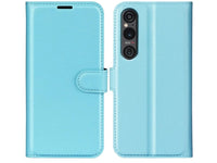 Lederhülle Karten Wallet Ledertasche Etui für Sony Xperia 1 VI in hellblau von Screenguard
