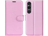 Lederhülle Karten Wallet Ledertasche Etui für Sony Xperia 1 VI in rosa von Screenguard