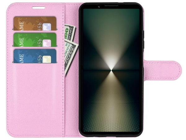 Lederhülle Portemonnaie Karten Ledertasche für Sony Xperia 1 VI in rosa von Screenguard