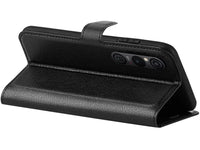 Lederhülle Karten Wallet Ledertasche Etui für Sony Xperia 1 VI in schwarz von Screenguard