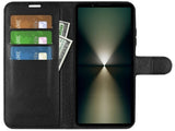 Lederhülle Portemonnaie Karten Ledertasche für Sony Xperia 1 VI in schwarz von Screenguard