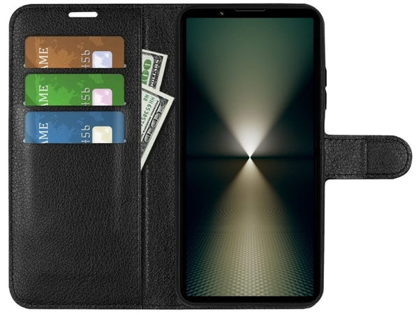 Lederhülle Portemonnaie Karten Ledertasche für Sony Xperia 1 VI in schwarz von Screenguard
