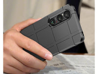 Widerstandsfähige, stabile Outdoor Sport Hülle für das Sony Xperia 1 VI für Handwerker, Baustelle, Business, äusserst stabil mit erhöhten Rändern und Kanten in schwarz von Screenguard