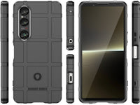 Widerstandsfähige, stabile Outdoor Sport Hülle für das Sony Xperia 1 VI für Handwerker, Baustelle, Business, äusserst stabil mit erhöhten Rändern und Kanten in schwarz von Screenguard