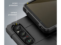 Widerstandsfähige, stabile Outdoor Sport Hülle für das Sony Xperia 1 VI für Handwerker, Baustelle, Business, äusserst stabil mit erhöhten Rändern und Kanten in schwarz von Screenguard