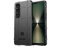 Widerstandsfähige, stabile Outdoor Sport Hülle für das Sony Xperia 1 VI für Handwerker, Baustelle, Business, äusserst stabil mit erhöhten Rändern und Kanten in schwarz von Screenguard
