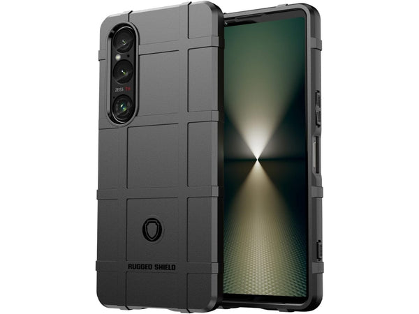 Widerstandsfähige, stabile Outdoor Sport Hülle für das Sony Xperia 1 VI für Handwerker, Baustelle, Business, äusserst stabil mit erhöhten Rändern und Kanten in schwarz von Screenguard