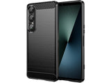Flexible Handy Schutzhülle mit gebürster Carbon Textur auf der Rückseite für zum Schutz des Sony Xperia 1 VII  Display und Gehäuse Case in schwarz von Screenguard