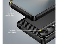 Flexible Handy Schutzhülle mit gebürster Carbon Textur auf der Rückseite für zum Schutz des Sony Xperia 1 VII  Display und Gehäuse Case in schwarz von Screenguard