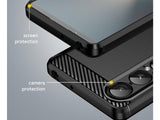 Flexible Handy Schutzhülle mit gebürster Carbon Textur auf der Rückseite für zum Schutz des Sony Xperia 1 VII  Display und Gehäuse Case in schwarz von Screenguard