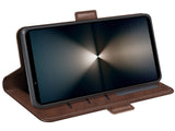 Veganes Flip Case Leder Etui Hülle mit Karten Fächer und Sichtfenster für Sony Xperia 1 VII in mokka von Screenguard