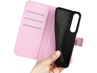 Lederhülle Karten Wallet Ledertasche Etui für Sony Xperia 1 VII in rosa von Screenguard