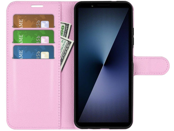 Lederhülle Portemonnaie Karten Ledertasche für Sony Xperia 1 VII in rosa von Screenguard