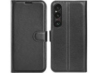 Lederhülle Karten Wallet Ledertasche Etui für Sony Xperia 1 VII in schwarz von Screenguard