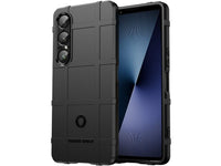 Widerstandsfähige, stabile Outdoor Sport Hülle für das Sony Xperia 1 VII für Handwerker, Baustelle, Business, äusserst stabil mit erhöhten Rändern und Kanten in schwarz von Screenguard
