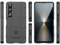 Widerstandsfähige, stabile Outdoor Sport Hülle für das Sony Xperia 1 VII für Handwerker, Baustelle, Business, äusserst stabil mit erhöhten Rändern und Kanten in schwarz von Screenguard