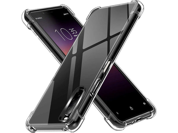 Hoch transparenter TPU Gummi Schutz Handy Hülle Clear Case klar mit verstärkten Schutzecken Bumper für das Sony Xperia 10 II Display und Gehäuse in transparent von Screenguard