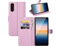 Lederhülle Portemonnaie Karten Ledertasche für Sony Xperia 10 III in rosa von Screenguard