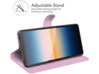 Lederhülle Karten Wallet Ledertasche Etui für Sony Xperia 10 III in rosa von Screenguard