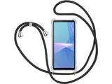 Necklace Handy Hülle mit Kordel Kette schwarz zum Tragen des Sony Xperia 10 III am Körper wie Handtasche Lanyard, stabil mit erhöhten Rändern und Kanten in transparent von Screenguard