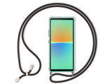 Necklace Handy Hülle mit Kordel Kette schwarz zum Tragen des Sony Xperia 10 IV am Körper wie Handtasche Lanyard, stabil mit erhöhten Rändern und Kanten in transparent von Screenguard