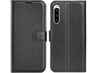 Lederhülle Karten Wallet Ledertasche Etui für Sony Xperia 10 V in schwarz von Screenguard