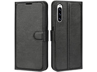 Lederhülle Karten Wallet Ledertasche Etui für Sony Xperia 10 V in schwarz von Screenguard