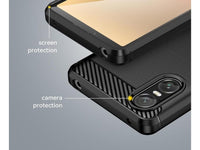 Flexible Handy Schutzhülle mit gebürster Carbon Textur auf der Rückseite für zum Schutz des Sony Xperia 10 VI  Display und Gehäuse Case in schwarz von Screenguard