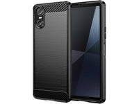 Flexible Handy Schutzhülle mit gebürster Carbon Textur auf der Rückseite für zum Schutz des Sony Xperia 10 VI  Display und Gehäuse Case in schwarz von Screenguard
