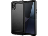 Flexible Handy Schutzhülle mit gebürster Carbon Textur auf der Rückseite für zum Schutz des Sony Xperia 10 VI  Display und Gehäuse Case in schwarz von Screenguard