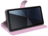 Lederhülle Karten Wallet Ledertasche Etui für Sony Xperia 10 VI in rosa von Screenguard