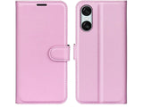 Lederhülle Karten Wallet Ledertasche Etui für Sony Xperia 10 VI in rosa von Screenguard