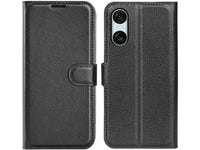 Lederhülle Karten Wallet Ledertasche Etui für Sony Xperia 10 VI in schwarz von Screenguard
