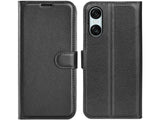 Lederhülle Karten Wallet Ledertasche Etui für Sony Xperia 10 VI in schwarz von Screenguard