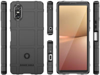 Widerstandsfähige, stabile Outdoor Sport Hülle für das Sony Xperia 10 VI für Handwerker, Baustelle, Business, äusserst stabil mit erhöhten Rändern und Kanten in schwarz von Screenguard