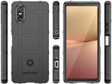 Widerstandsfähige, stabile Outdoor Sport Hülle für das Sony Xperia 10 VI für Handwerker, Baustelle, Business, äusserst stabil mit erhöhten Rändern und Kanten in schwarz von Screenguard
