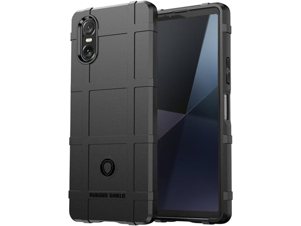 Widerstandsfähige, stabile Outdoor Sport Hülle für das Sony Xperia 10 VI für Handwerker, Baustelle, Business, äusserst stabil mit erhöhten Rändern und Kanten in schwarz von Screenguard