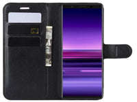 Lederhülle Karten Wallet Ledertasche Etui für Sony Xperia 5 II in schwarz von Screenguard