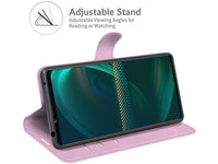 Lederhülle Karten Wallet Ledertasche Etui für Sony Xperia 5 III in rosa von Screenguard